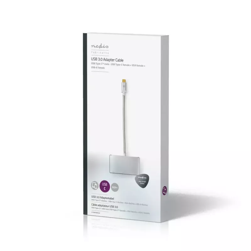 Dock para portátil Nedis CCTB64760AL02 alumínio cabo de 0,2 m 5 Mbit/s