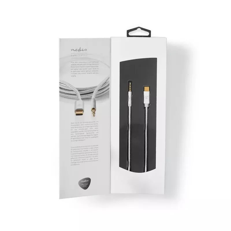 Cabo de áudio Nedis CCTB65940AL10 1 m USB-C para 3,5 mm alumínio