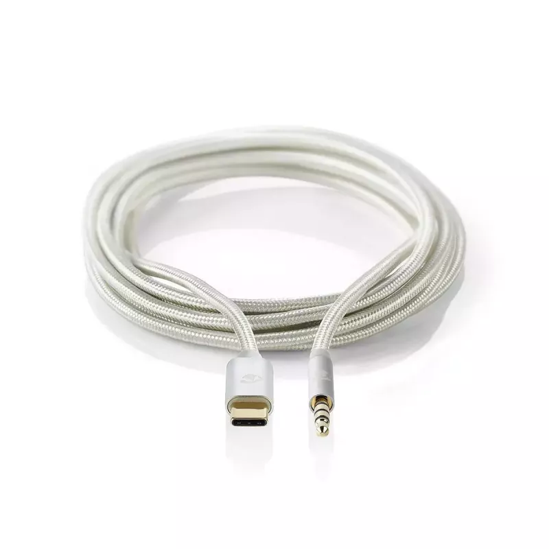 Cabo de áudio Nedis CCTB65940AL10 1 m USB-C para 3,5 mm alumínio