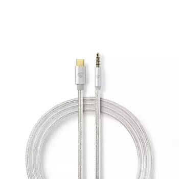 Cabo de áudio Nedis CCTB65940AL10 1 m USB-C para 3,5 mm alumínio