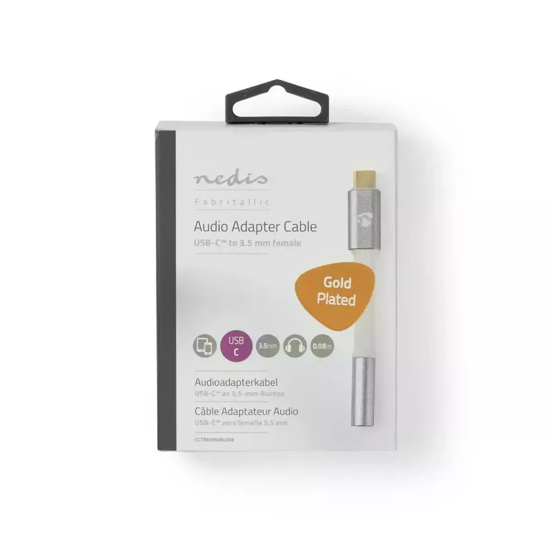 Cabo de áudio Nedis CCTB65950AL008 3,5 mm fêmea para USB macho 0,08 m alumínio