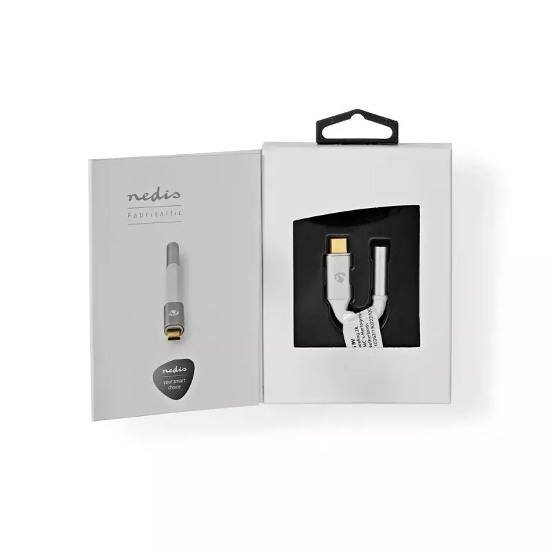 Cabo de áudio Nedis CCTB65950AL008 3,5 mm fêmea para USB macho 0,08 m alumínio