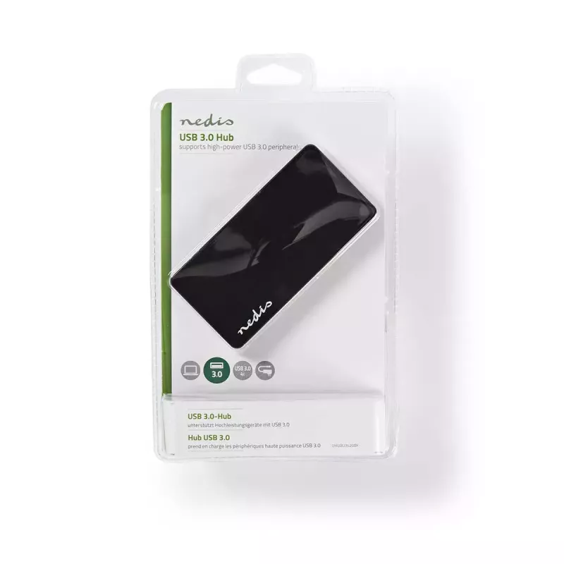 Hub USB Nedis UHUBU3420BK USB 3.2 Gen 1 Micro-B preto