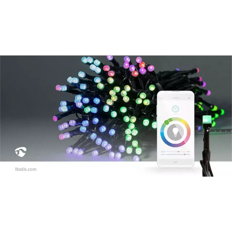 Nedis SmartLife WIFILX01C168 fio de luzes de Natal LED, 168 LED, RGB, Wi-Fi, 20 m