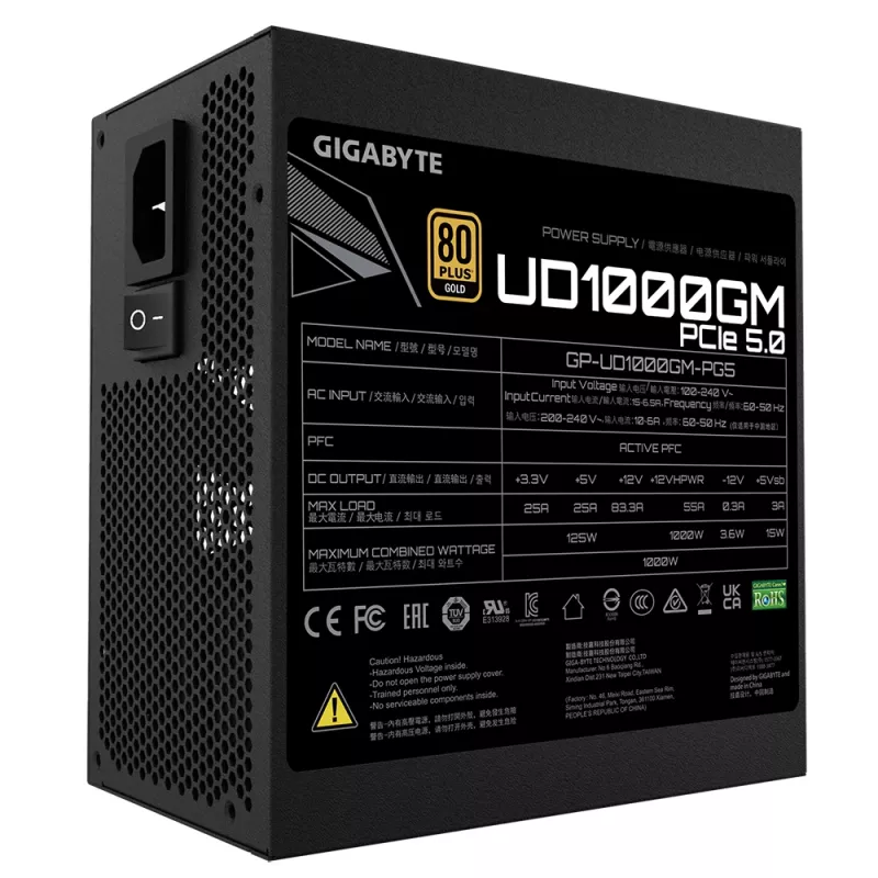 Fonte de alimentação GIGABYTE UD1000GM PG5 1000 W 20+4 pin ATX ATX preto
