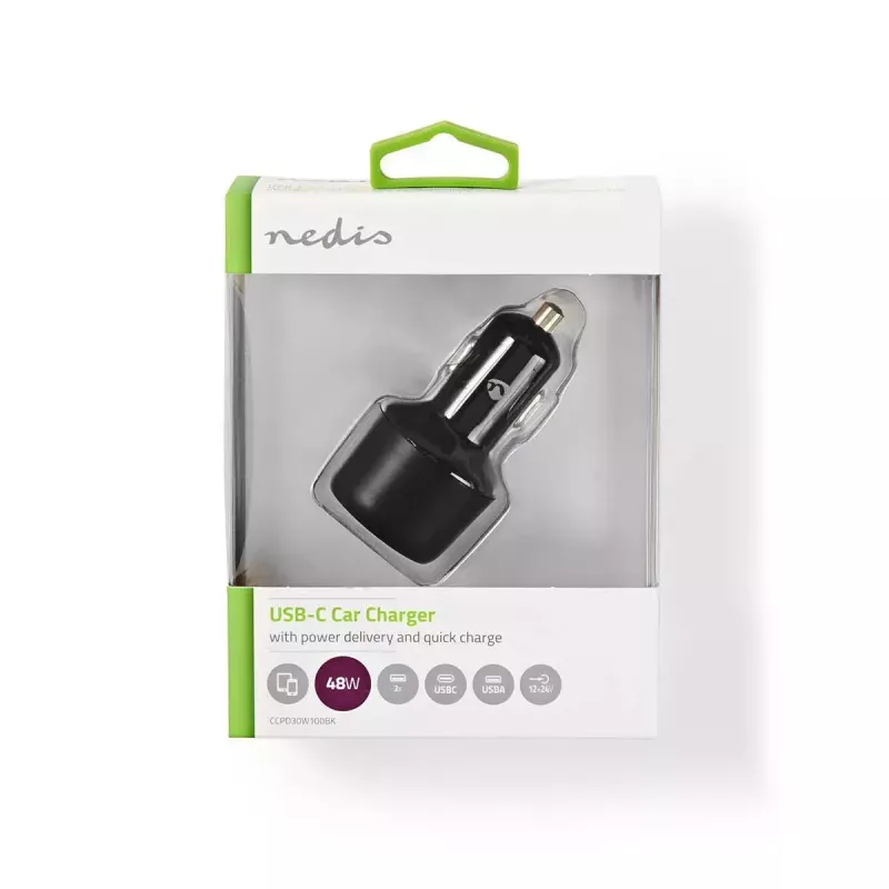 Carregador para dispositivos móveis Nedis CCPD30W100BK Smartphone preto Carregamento rápido