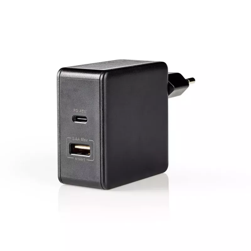 Carregador para dispositivos móveis Nedis WCPD45W100BK Universal preto USB Interior