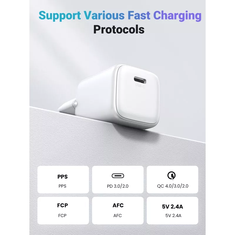 Carregador de interior Ugreen 15324 Universal branco AC 1 porta USB Type-C