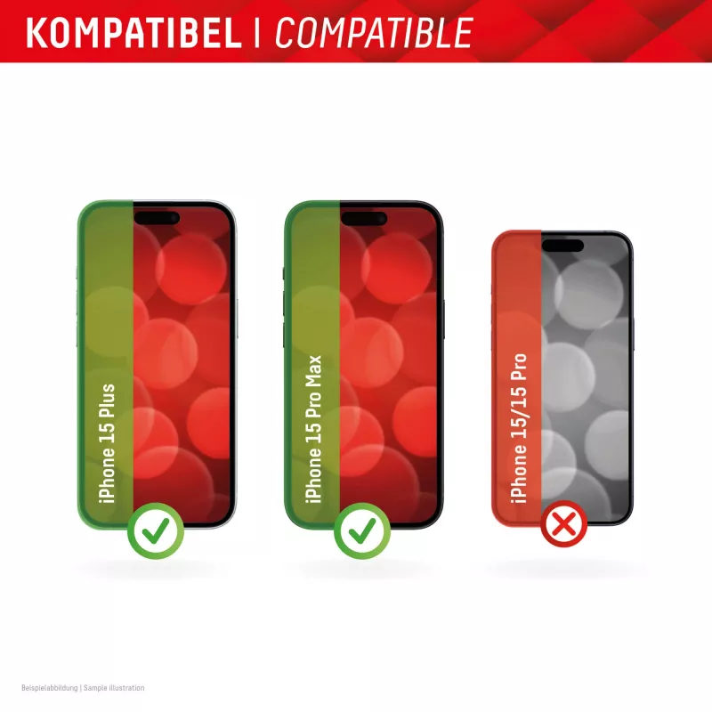 Displex Full Cover Screen Protector (10H) para Apple iPhone 15 Plus/15 Pro Max, moldura de montagem Eco, cobertura total