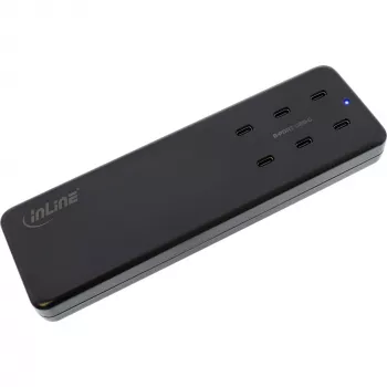 Fonte de alimentação multiporta InLine, carregador, 6x USB-C, PD 3.0, GaN, preto