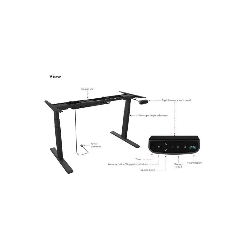 Secretária com regulação elétrica de altura ICY BOX IB-EW205B-T