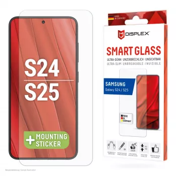 Displex Smart Glass (9H) para Samsung Galaxy S24/S25, autocolante de montagem, inquebrável