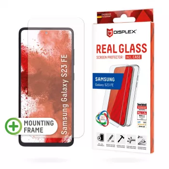 Película de proteção de ecrã Displex + capa para Samsung Galaxy S23 FE, moldura de montagem Eco, resistente a riscos