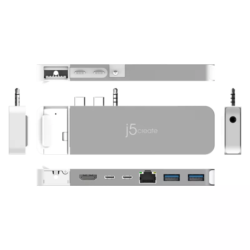 Hub USB j5create JCD395 4K60 Elite Pro com fios USB4 com kit MagSafe