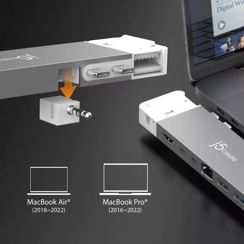 Hub USB j5create JCD395 4K60 Elite Pro com fios USB4 com kit MagSafe