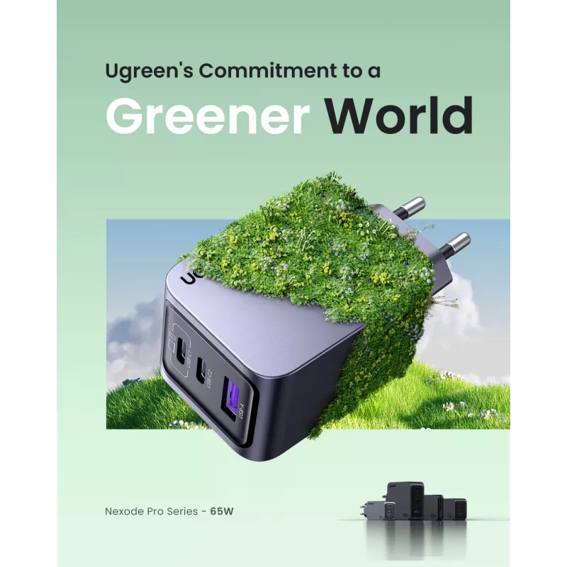 Carregador para dispositivos móveis Ugreen 25871 universal cinzento carregamento rápido AC interior