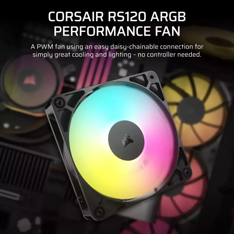 Ventoinha Corsair RS120 ARGB caixa de computador 12 cm preta