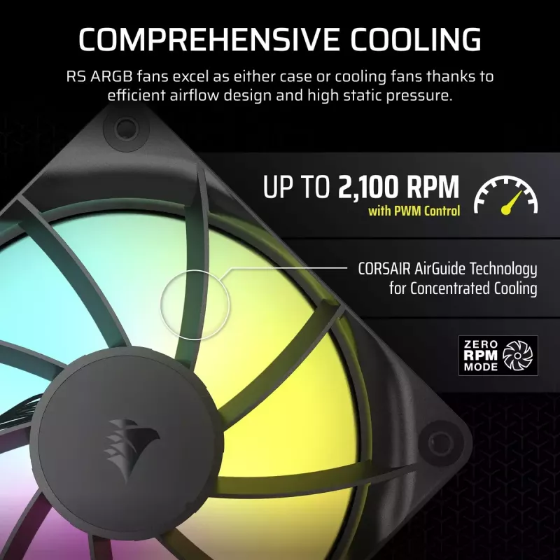 Ventoinha Corsair RS120 ARGB caixa de computador 12 cm preta