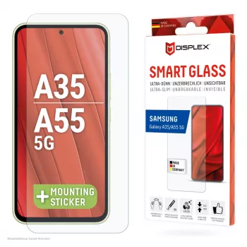 Displex Smart Glass (9H) para Samsung Galaxy A35/A55 5G, autocolante de montagem, inquebrável