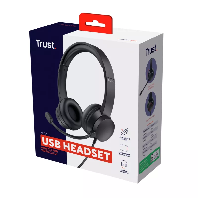Headset Trust Ayda com fios Head-band chamadas/música preto