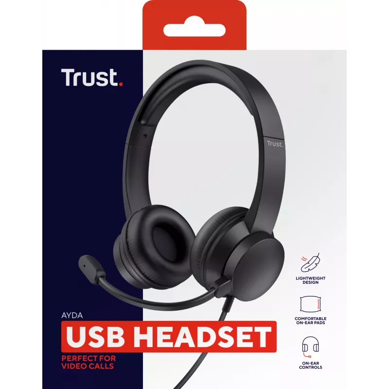 Headset Trust Ayda com fios Head-band chamadas/música preto