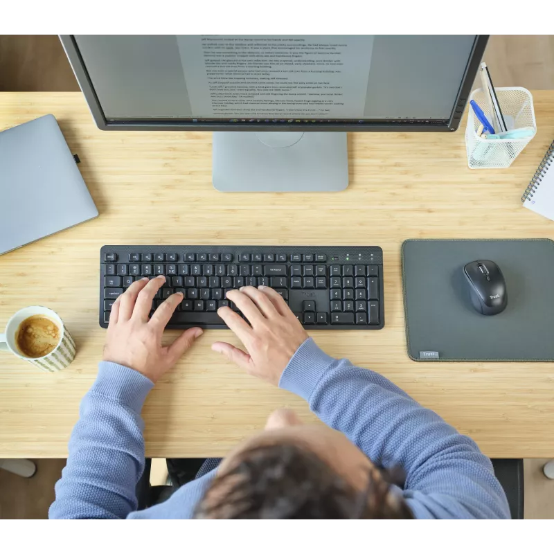 Teclado e rato Trust Ody II incluídos escritório RF sem fios QWERTZ alemão preto