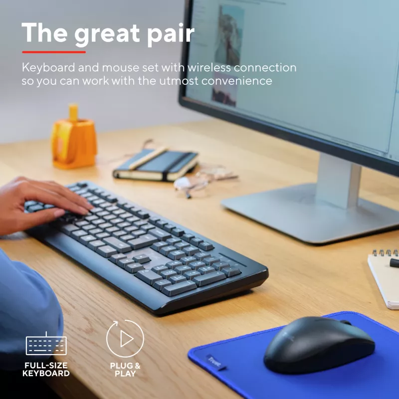 Teclado e rato Trust Primo incluídos Office RF sem fios QWERTZ alemão preto