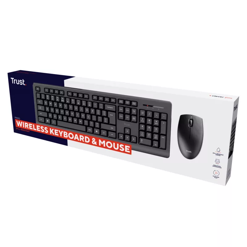 Teclado e rato Trust Primo incluídos Office RF sem fios QWERTZ alemão preto