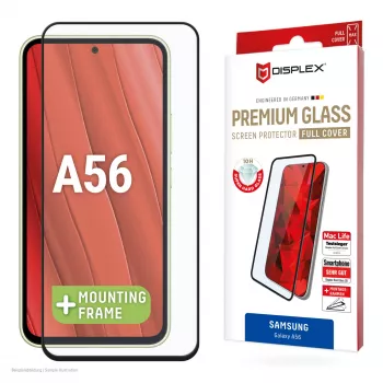 Proteção de ecrã premium Displex (cobertura total, 10H) para Samsung Galaxy A56, moldura de montagem Eco, cobertura total