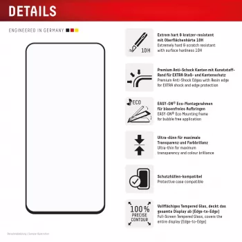 Proteção de ecrã premium Displex (cobertura total, 10H) para Samsung Galaxy A56, moldura de montagem Eco, cobertura total