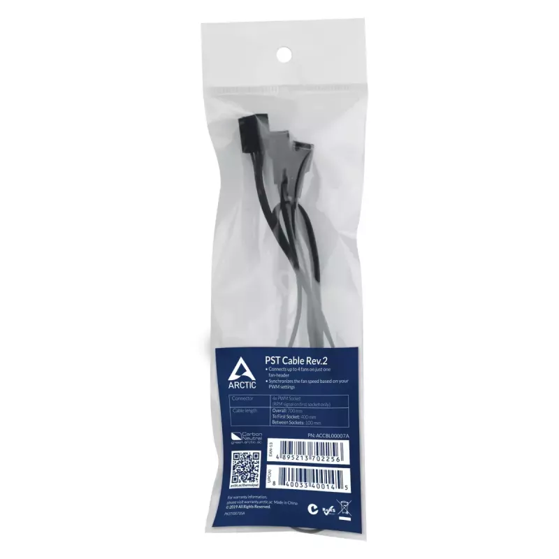 Cabo de partilha PWM Arctic PST Cabo Rev. 2 para 4 ventoinhas PWM, conectores PWM de 4 pinos, Preto