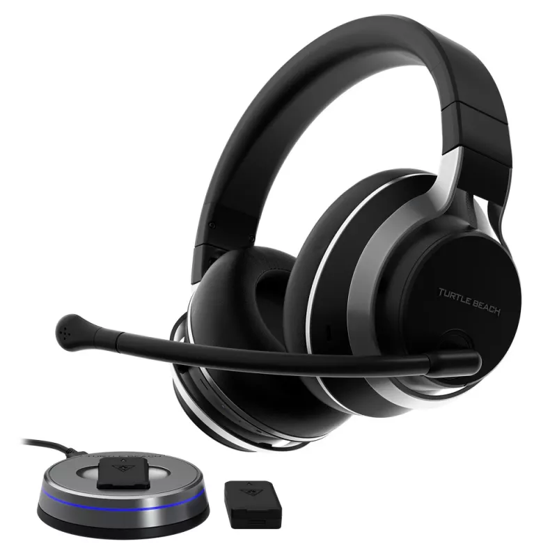 Headset gaming sem fios Turtle Beach Stealth Pro Multiplatform com cancelamento ativo de ruído Bluetooth para PS5, PS4, PC