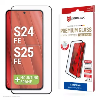 Película protetora de ecrã Displex Premium (Full Cover, 10H) para Samsung Galaxy S25 FE/S24 FE, moldura de montagem Eco, Full Cover