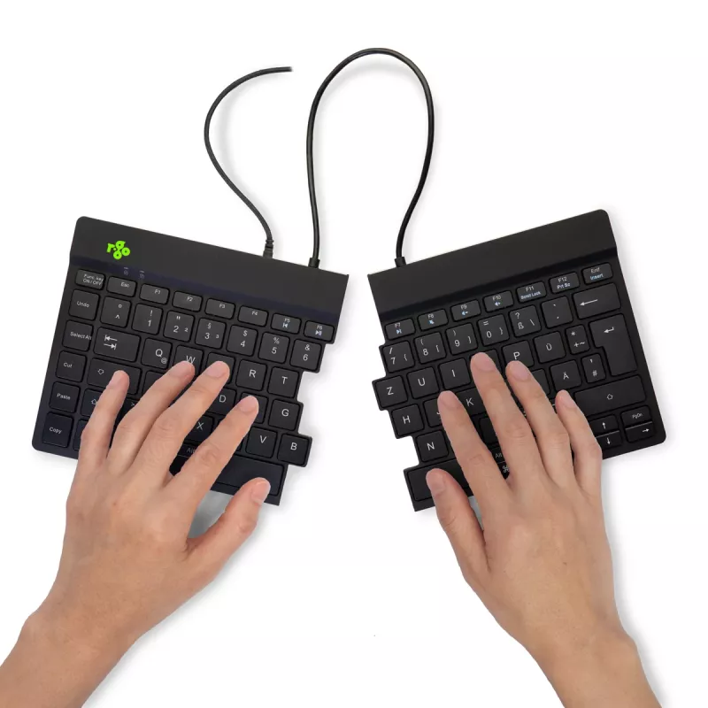 Teclado ergonómico R-Go Tools R-Go Split Break v2 com software break, teclado ergonómico split, QWERTZ (DE), com fios, preto