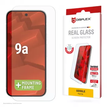 Película protetora de ecrã Displex (10H) para Google Pixel 9a, moldura de montagem Eco, resistente a riscos