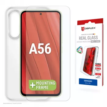 Película protetora de ecrã Displex + capa para Samsung Galaxy A56, moldura de montagem Eco, resistente a riscos
