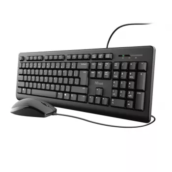 Teclado e rato Trust Primo incluídos Escritório USB Alemão Preto