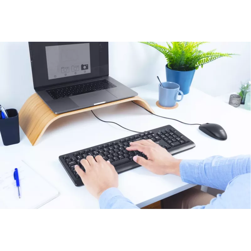 Teclado e rato Trust Primo incluídos Escritório USB Alemão Preto