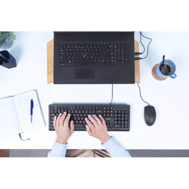 Teclado e rato Trust Primo incluídos Escritório USB Alemão Preto