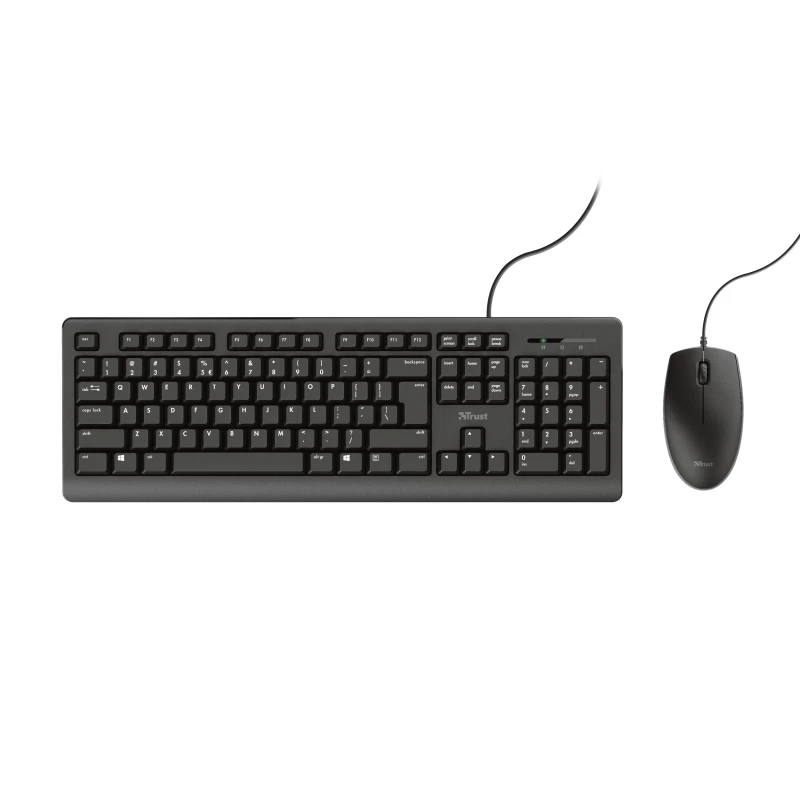 Teclado e rato Trust Primo incluídos Escritório USB Alemão Preto