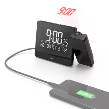 Despertador digital Hama Plus Charge preto