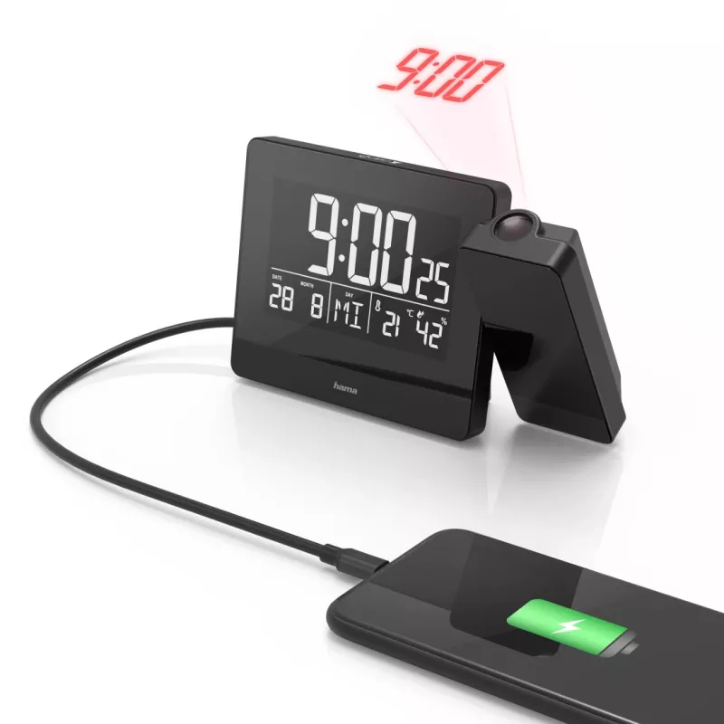 Despertador digital Hama Plus Charge preto