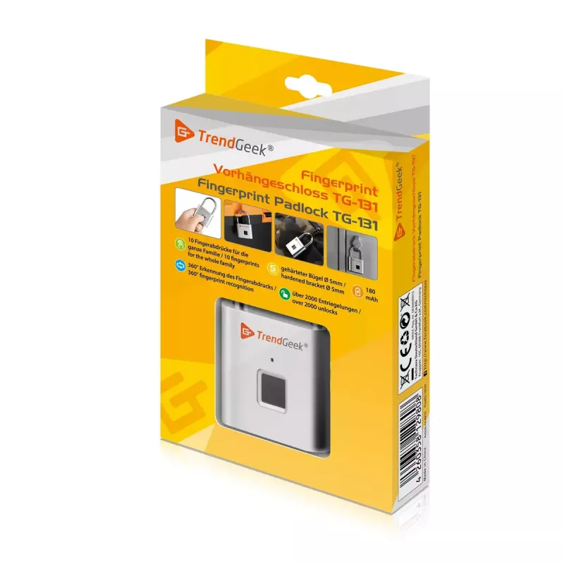 Technaxx TG-131 cadeado inteligente com impressão digital, prateado