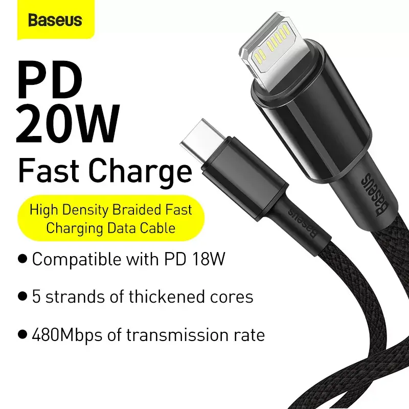 Cabo Lightning Baseus CATLGD-A01 2m preto
