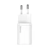Carregador de interior Baseus Super Si branco carregamento rápido 12V 1xUSB-C