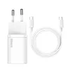 Carregador de interior Baseus Super Si branco carregamento rápido 12V 1xUSB-C