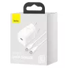 Carregador de interior Baseus Super Si branco carregamento rápido 12V 1xUSB-C