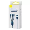 Baseus Flash Series 2 cabo USB 3 em 1, USB-C + Micro USB + Lightning, 100 W, 1,2 m, azul