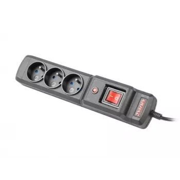 Régua de tomadas ARMAC Multi M3 — 3 tomadas, cabo de 5 m, preta