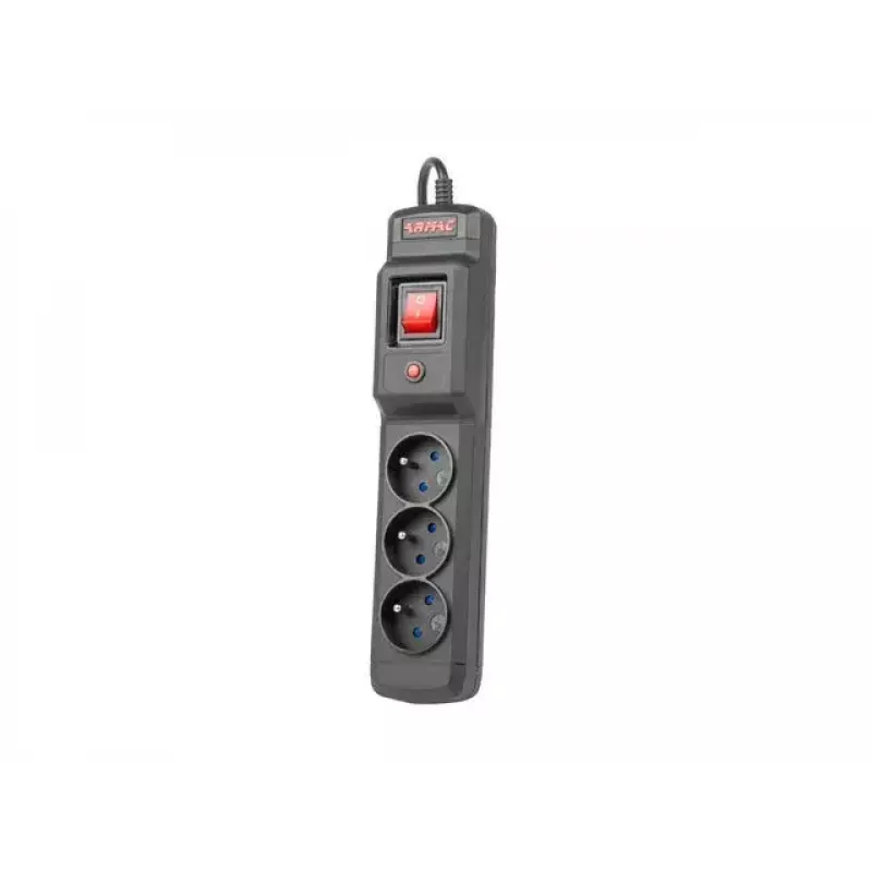 Régua de tomadas ARMAC Multi M3 — 3 tomadas, cabo de 5 m, preta